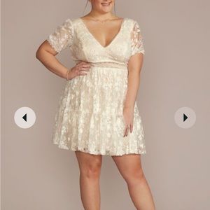 3d floral lace v-neck short dress